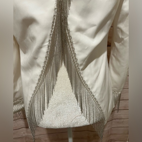 Athena Women’s open back silver chain white blazer jacket size small. - Picture 9 of 15